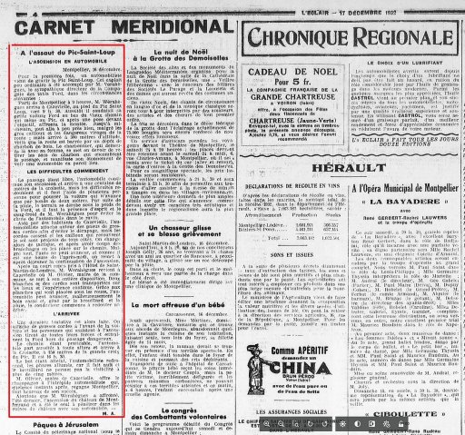 Article de l'Eclair du 17 dcembre 1932