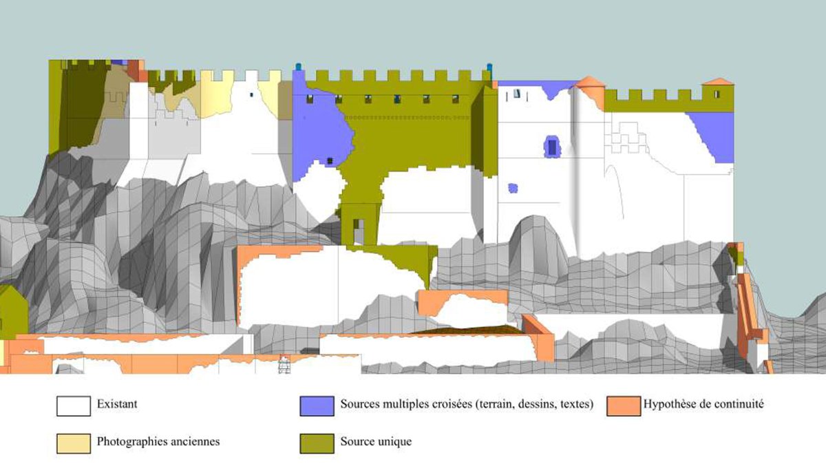 Reconstitution du chteau d'aprs diffrentes sources. Croquis : Thomas Robardet-Caffin