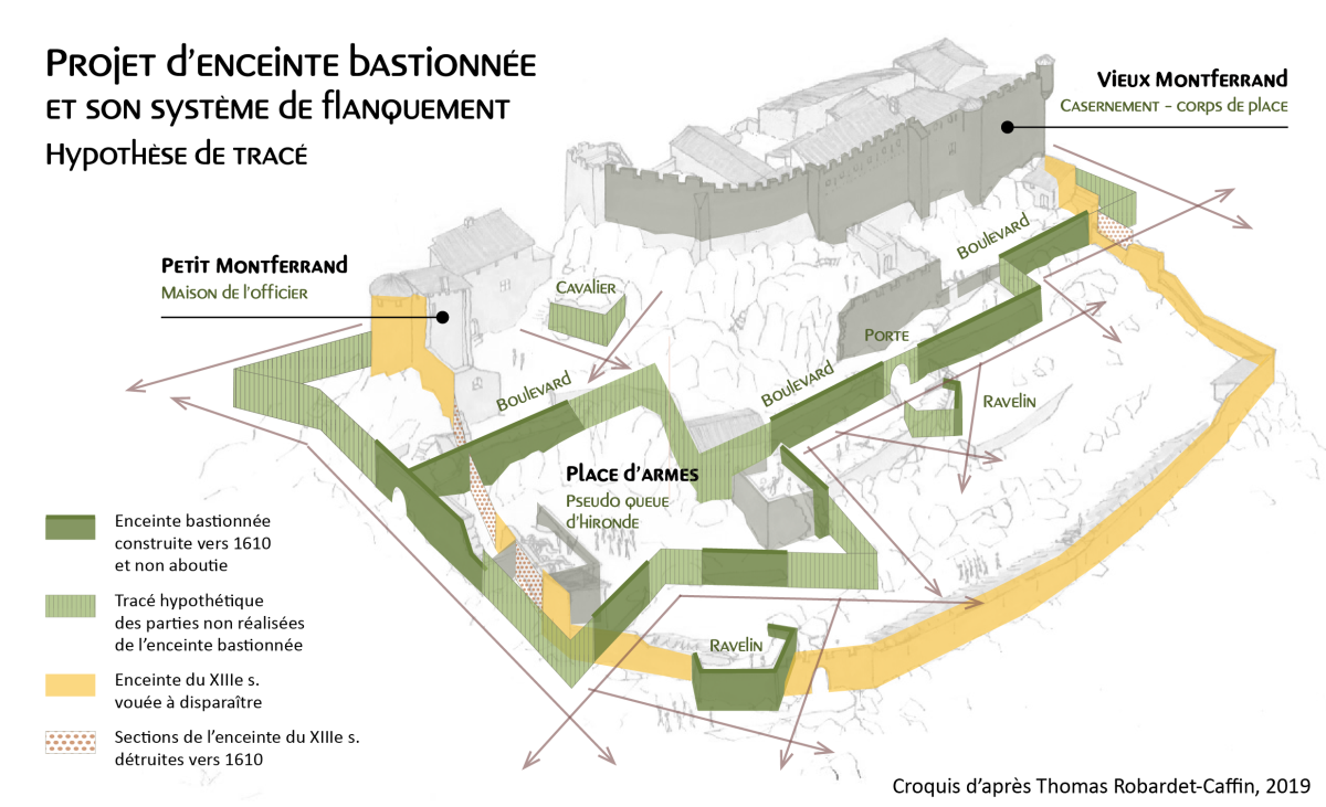 Projet d'enceinte bastionne. Croquis d'aprs Thomas Robardet-Caffin