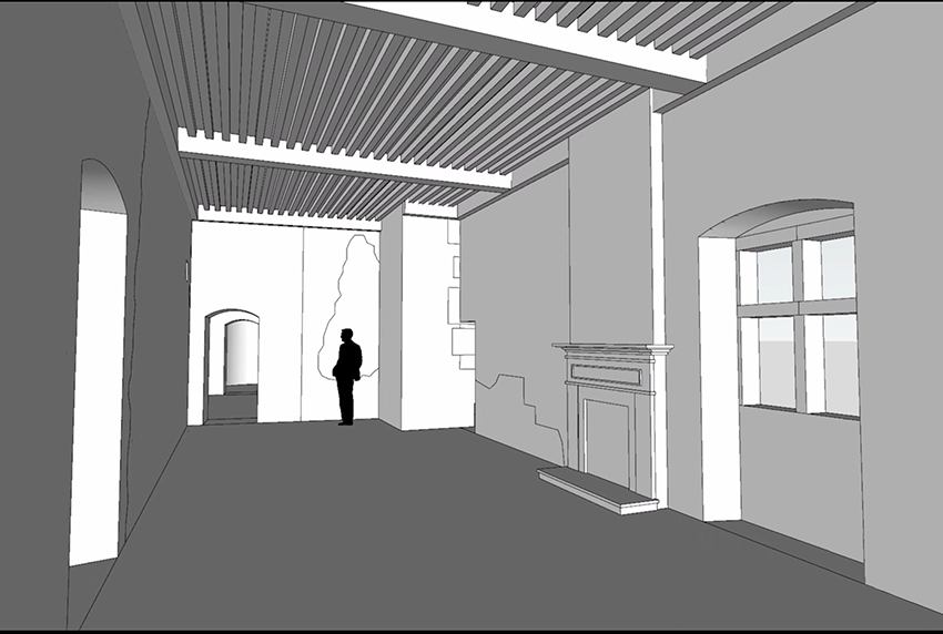 Reconstitution de la salle principale du Petit Montferrand