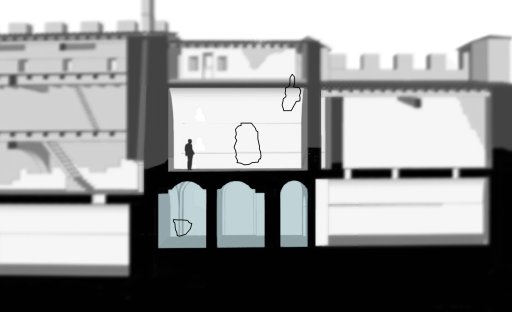 Plan des cellules (vue de face), situées sous la \