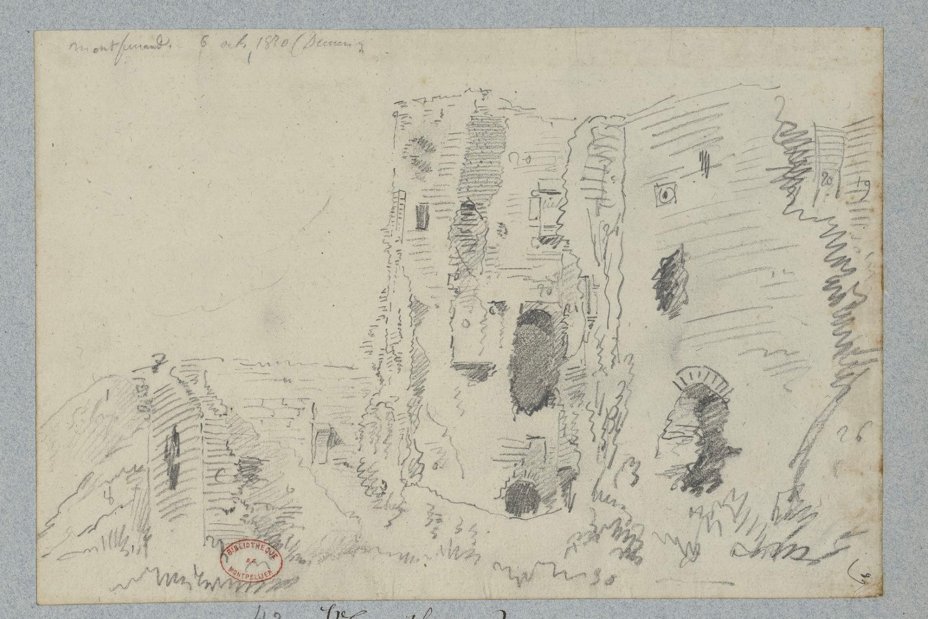 Le petit Montferrand vu depuis l'est, vers 1830. Dessin d'Amelin