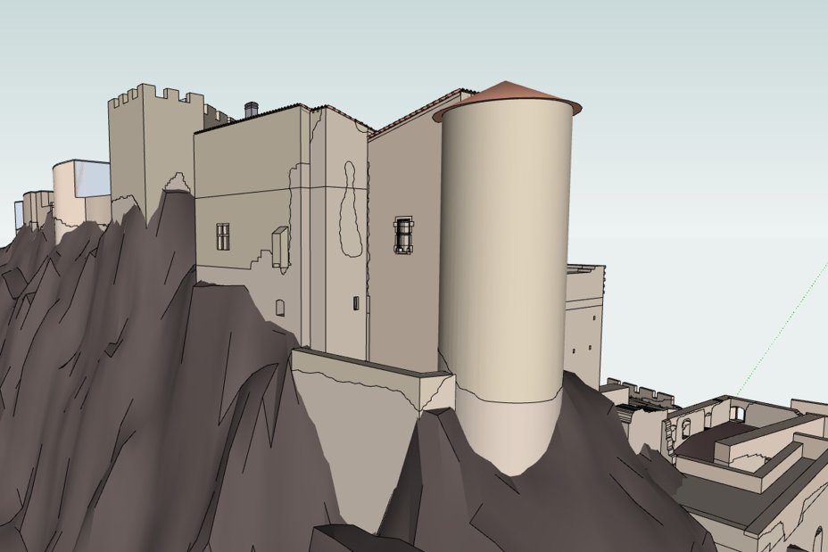 Reconstitution de la tour (vue nord-ouest) au XVIIe si�cle. Mod�lisation : Thomas Robardet-Caffin